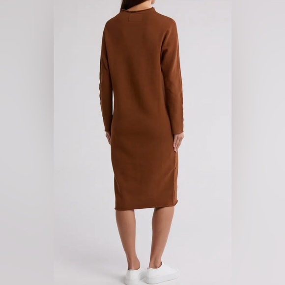 Frank & Eileen NWOT Isabelle Funnel Neck Triple Fleece Dress Cinnamon Size S - Picture 2 of 5
